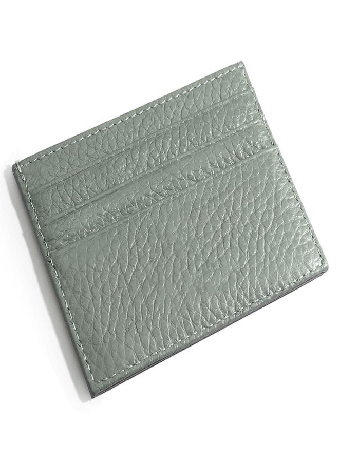 M-Plateau Credit Card Wallet, Super Slim Card Holder, Genuine Leather Wallet for Man and Women with 6 Card Slots and 1 Pocket, Light Green, Men's Wallet - Image 1