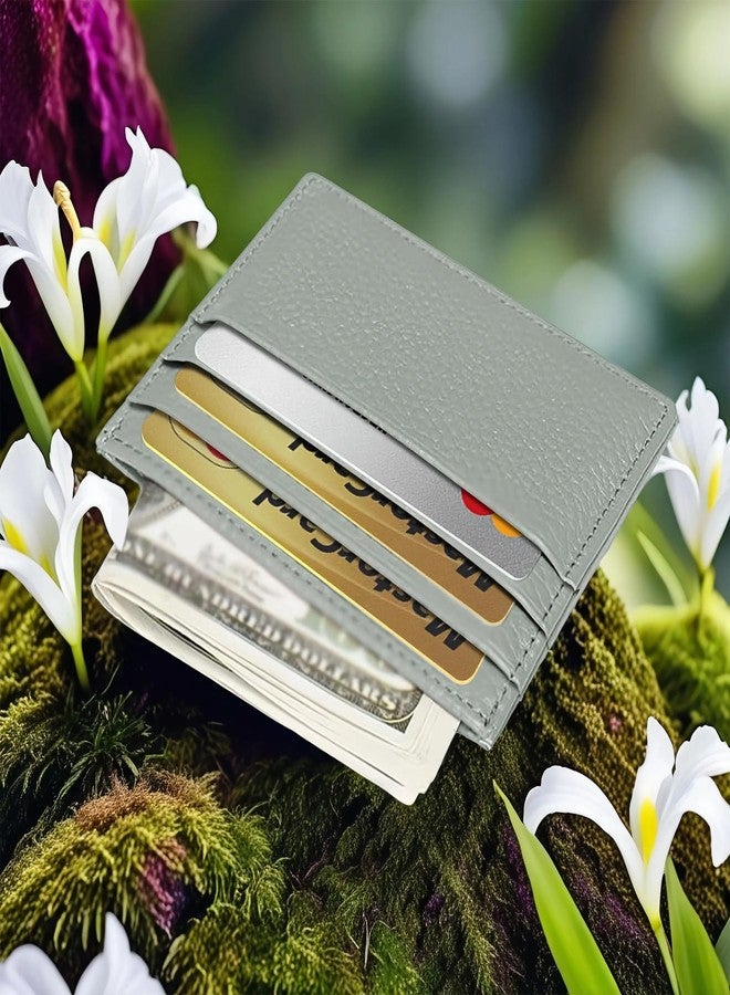 M-Plateau Credit Card Wallet, Super Slim Card Holder, Genuine Leather Wallet for Man and Women with 6 Card Slots and 1 Pocket, Light Green, Men's Wallet - Image 4