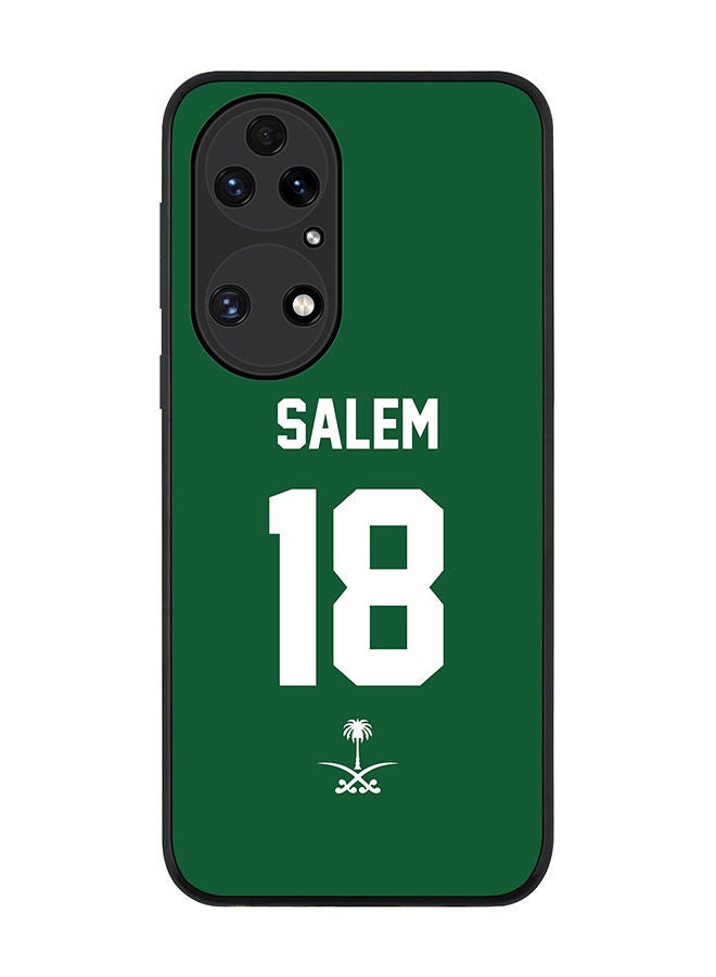 Stylizedd Rugged Black edge case for Huawei P50 Slim fit Soft Case Flexible Rubber Edges Anti Drop TPU Gel Thin Cover - Football Team - Saudi Arabia Player Name - Salem - Image 1