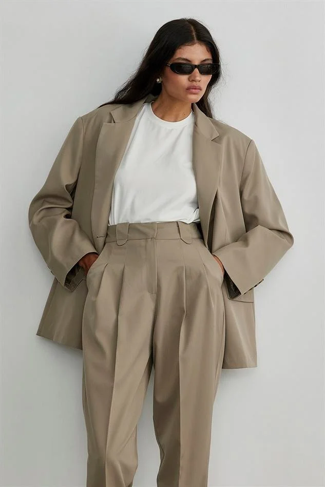Suud Collection Saud Collection Light Khaki Masculine Blazer Jacket