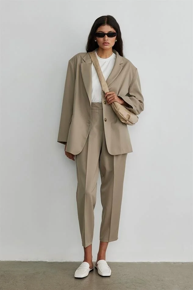 Suud Collection Saud Collection Light Khaki Masculine Blazer Jacket