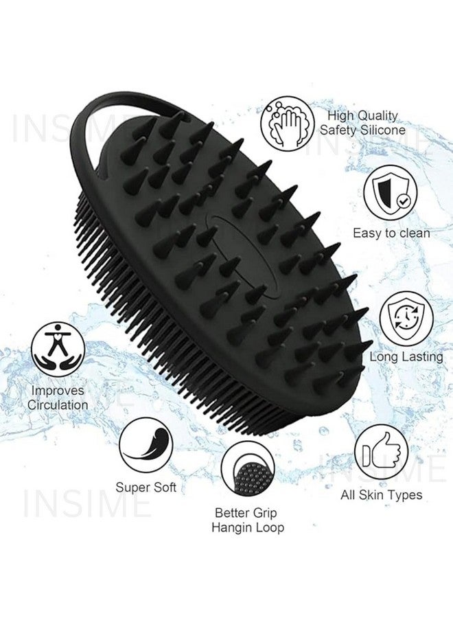 INSIME Soft Silicone body scrubber bathing for Men & Women | scrub Body brush for bathing & body wash | face scrubber for men | Loofah 2 in 1 Bath & Shampoo Brush - Image 5
