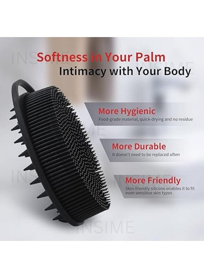 INSIME Soft Silicone body scrubber bathing for Men & Women | scrub Body brush for bathing & body wash | face scrubber for men | Loofah 2 in 1 Bath & Shampoo Brush - Image 3