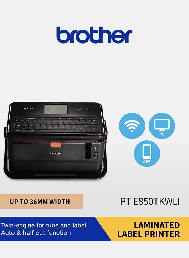 Brother PT-E850TKWLi Label Printer, Professional Label and Tube Printer for Electricians and Network Installations, Black, Large - Image 2