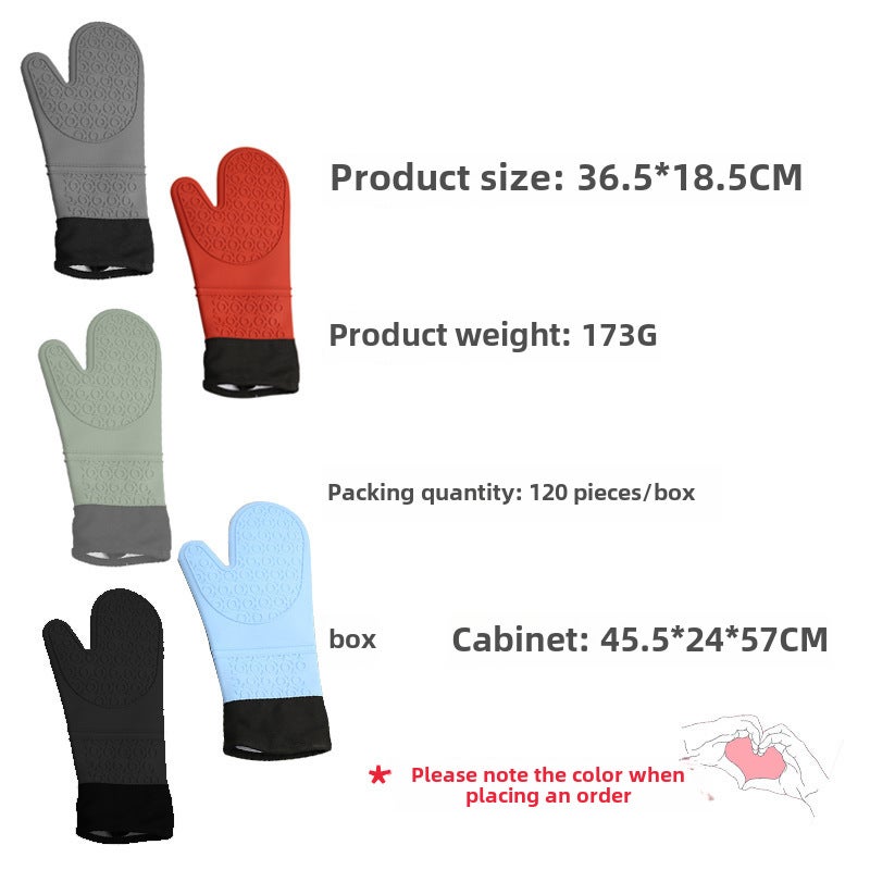 Thickened Cotton Microwave Baking Gloves E style two-finger long-note color 