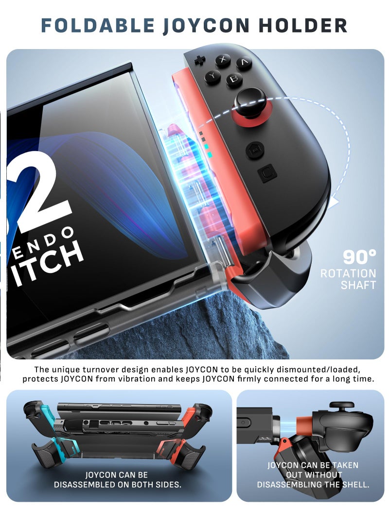 Mumba Dockable Case for Nintendo Switch 2 [2025 Blade Series] TPU Switch 2 Grip Protective Cover, Ergonomic Accessories for Console with Quick-Release Design for Switch 2 Joy Con Controllers Blue/Red - Image 3