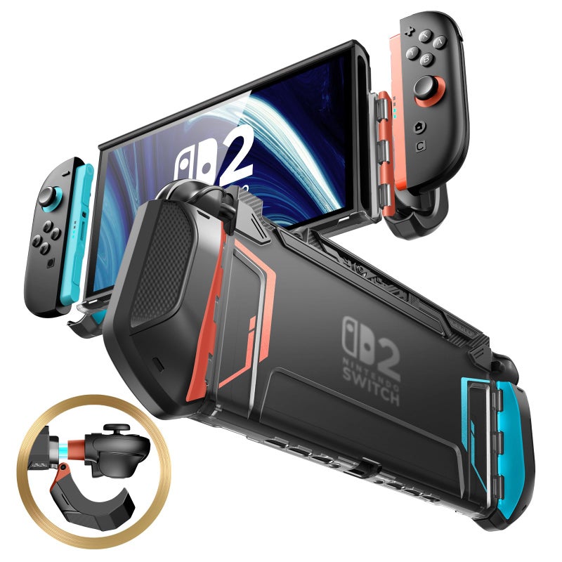 Mumba Dockable Case for Nintendo Switch 2 [2025 Blade Series] TPU Switch 2 Grip Protective Cover, Ergonomic Accessories for Console with Quick-Release Design for Switch 2 Joy Con Controllers Blue/Red - Image 1