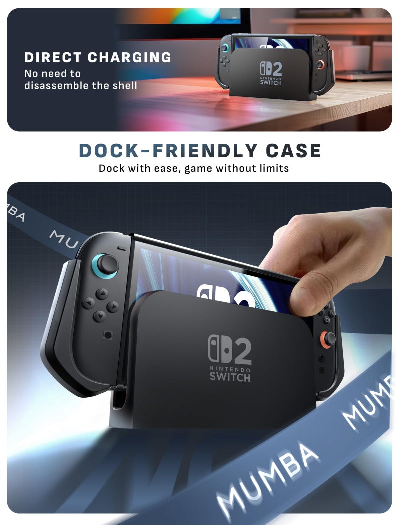 Mumba Dockable Case for Nintendo Switch 2 [2025 Blade Series] TPU Switch 2 Grip Protective Cover, Ergonomic Accessories for Console with Quick-Release Design for Switch 2 Joy Con Controllers Blue/Red - Image 2