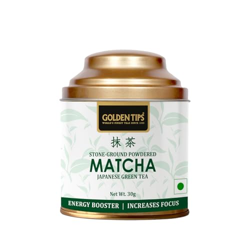 Golden Tips Japanese Matcha Green Tea Powder – 30g Tin Can, No Additives, Antioxidant-Rich Superfood, No Artificial Sweeteners - Image 1