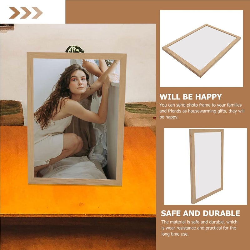 Homoyoyo Wooden A3 Photo Frame 29.7x42 Cm Wall Hanging Picture Frame Natural Wood Household Poster Display Holder for Home Décor - Image 5