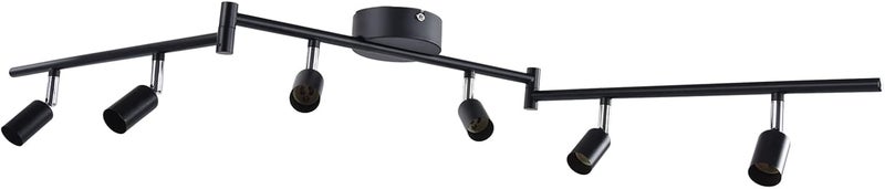 Hardened processed substance 6 Light LED Track Lighting Kit, Rotatable 90 Degree Lamp Head with GU10 Base Socket, Ideal for Bedroom Living Room Showroom Exhibition Hall Museum Cafe Restaurant Office (Black) All preference matching build - Image 1