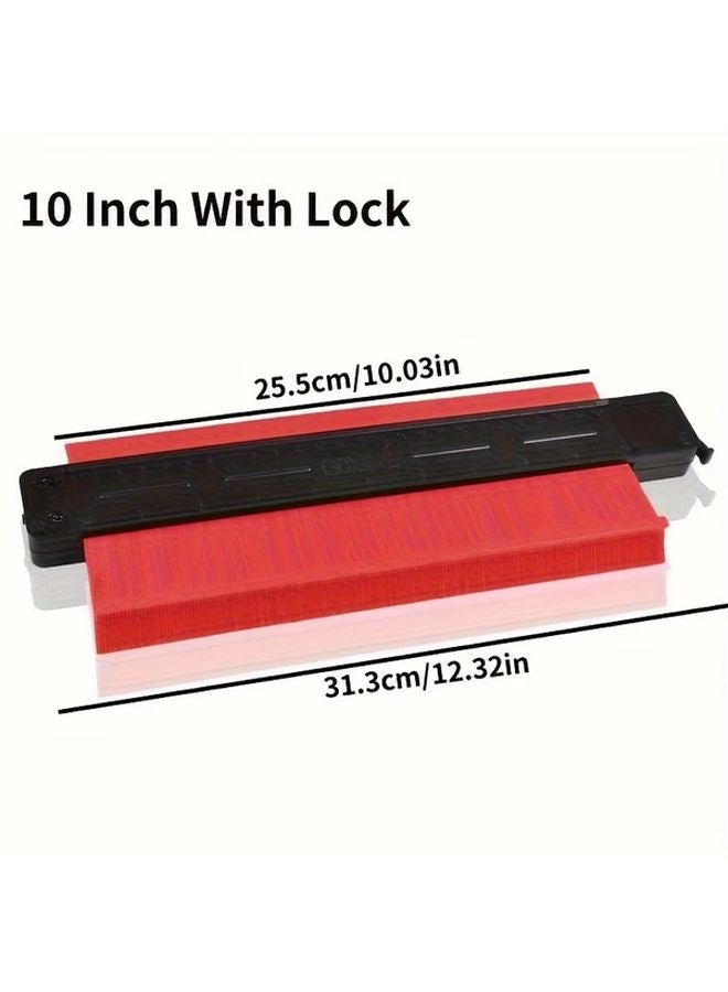 10 Inch Profile Gauge Tool With Lock Red Contour Duplicator For Flooring Carpenter - Image 1