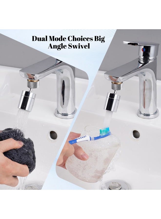 Hibbent Dual-function Female Faucet Aerator, 1.8 GPM Extra Big Angle Rotate Kitchen Sink Aerator Sprayer Head 360 Degree Swivel Kitchen Sink Sprayer Attachment-55/64 Inch-27UNS Female Thread-Chrome - Image 3