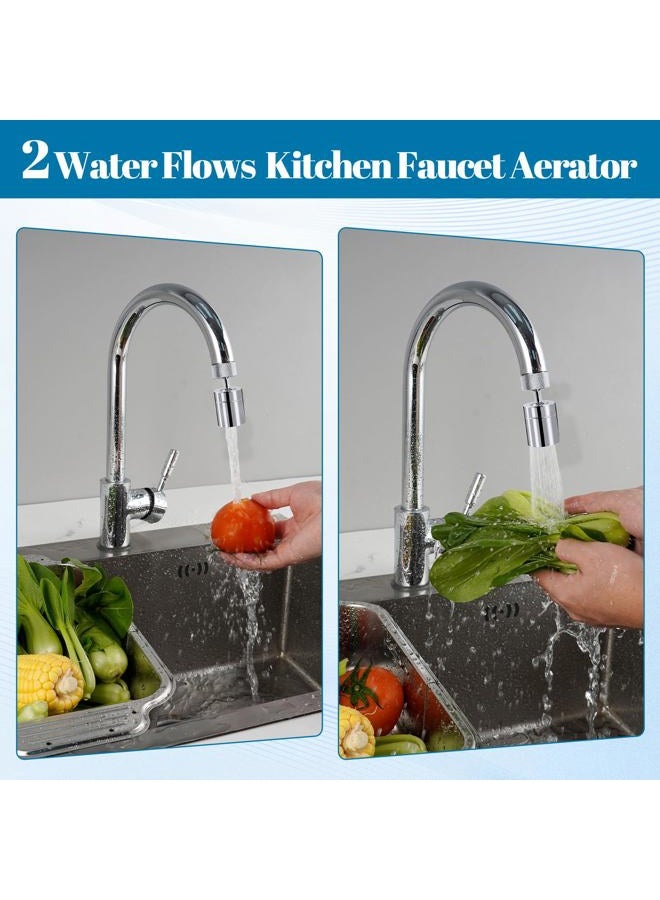 Hibbent Dual-function Female Faucet Aerator, 1.8 GPM Extra Big Angle Rotate Kitchen Sink Aerator Sprayer Head 360 Degree Swivel Kitchen Sink Sprayer Attachment-55/64 Inch-27UNS Female Thread-Chrome - Image 2