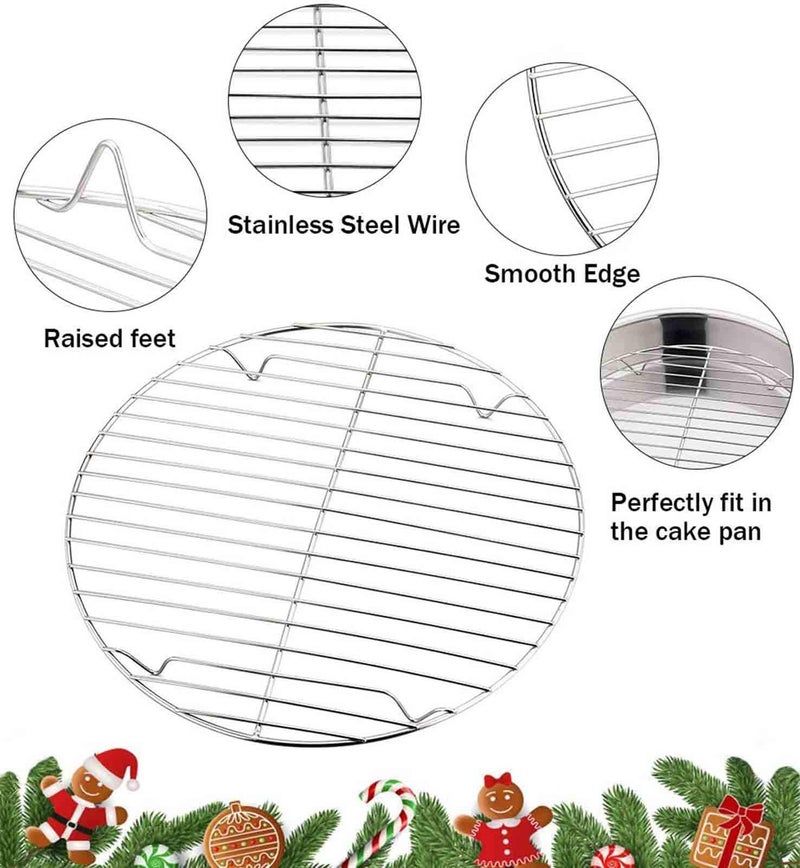 TeamFar TeamFar Round Cooling Rack Set of 2, 9 Inch Round Baking Steaming Roasting Rack Set Stainless Steel, Healthy & Dishwasher Safe, Mirror Finish & Rust Free - Image 3
