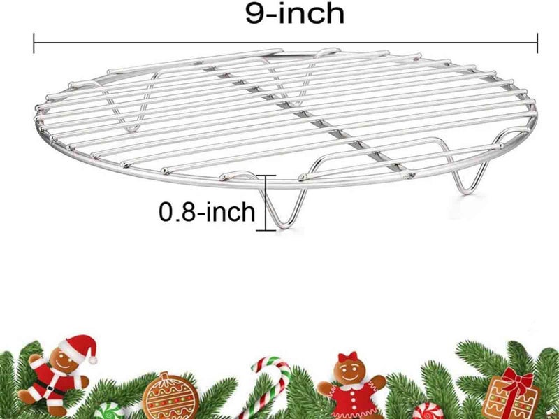 TeamFar TeamFar Round Cooling Rack Set of 2, 9 Inch Round Baking Steaming Roasting Rack Set Stainless Steel, Healthy & Dishwasher Safe, Mirror Finish & Rust Free - Image 2