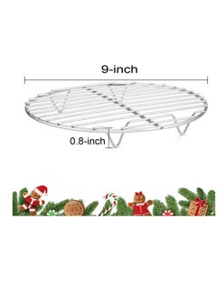 TeamFar TeamFar Round Cooling Rack Set of 2, 9 Inch Round Rack Baking Steaming Roasting Rack Set Stainless Steel, Healthy & Dishwasher Safe, Mirror Finish & Rust Free  - Image 2