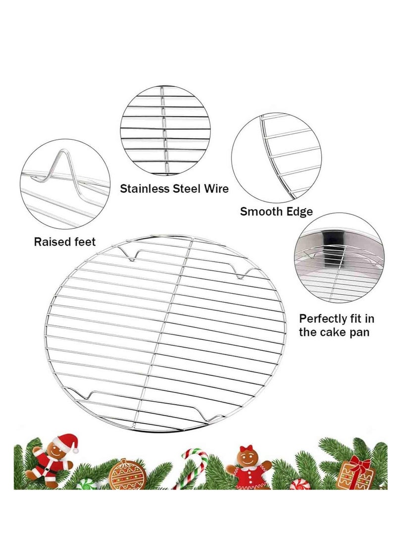 TeamFar TeamFar Round Cooling Rack Set of 2, 9 Inch Round Rack Baking Steaming Roasting Rack Set Stainless Steel, Healthy & Dishwasher Safe, Mirror Finish & Rust Free  - Image 3