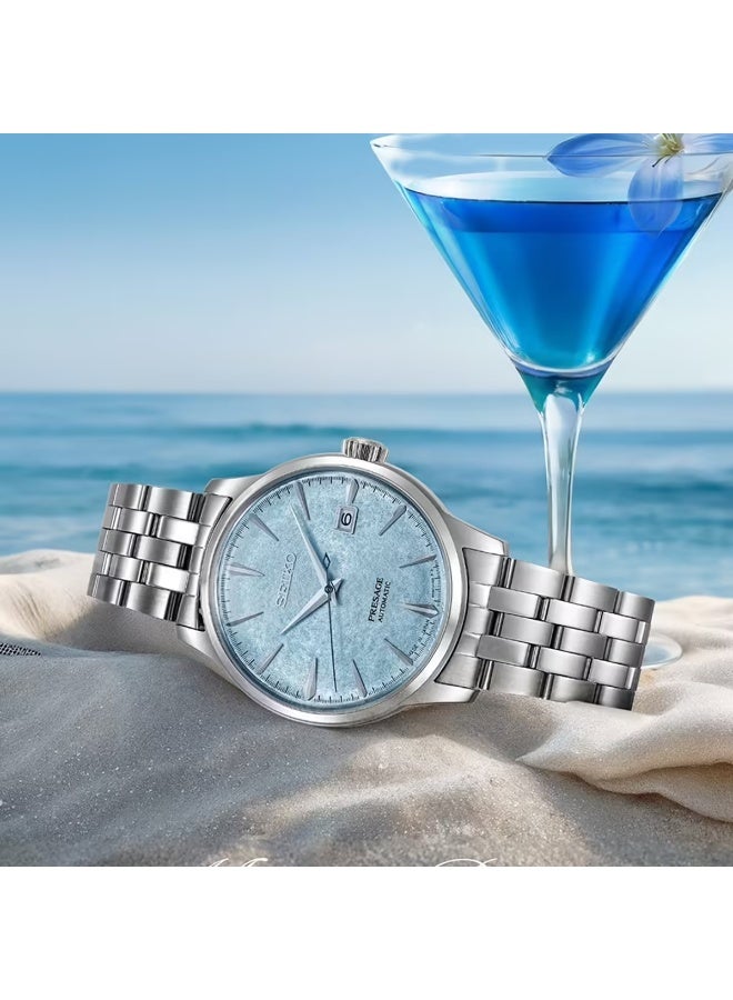 سيكو Presage Limited Edition Maya Bay Automatic Men’s Watch SRPM01, 40.5mm Blue Dial, Silver Stainless Steel Case & Bracelet, 50 m WR - Image 4