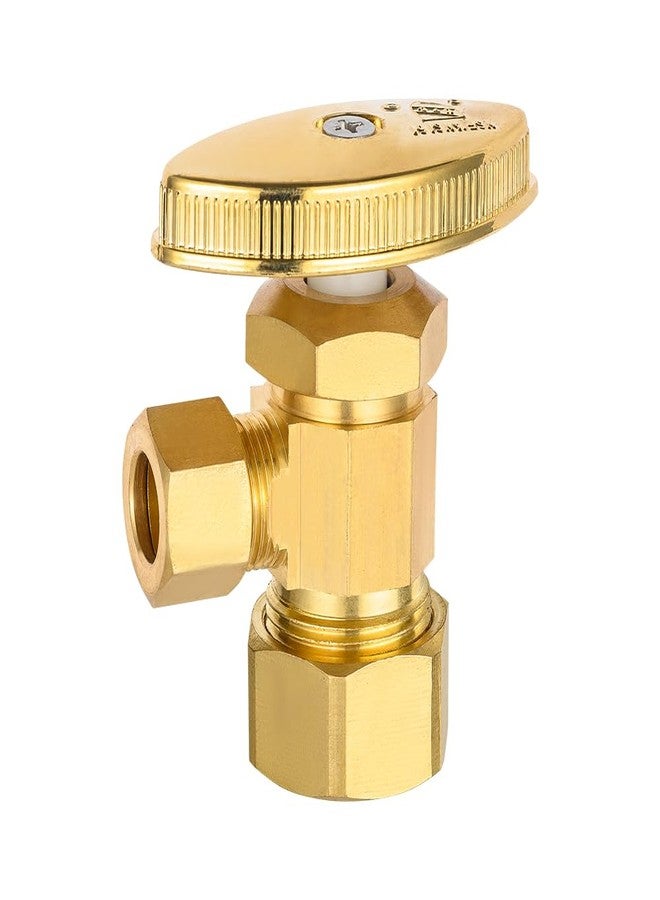 EFIELD (Pack of 2) EFIELD Angle Stop Valve 1/2" Nominal (5/8" OD) Compression x 3/8" OD, Multi-Turn, Brushed Brass,(VALVE400-2PCS) - Image 3