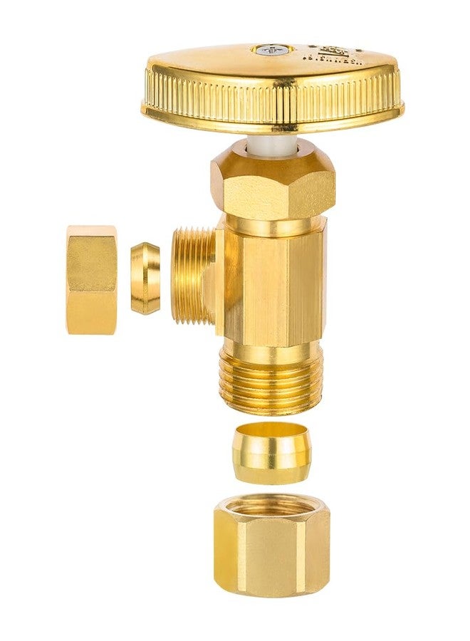 EFIELD (Pack of 2) EFIELD Angle Stop Valve 1/2" Nominal (5/8" OD) Compression x 3/8" OD, Multi-Turn, Brushed Brass,(VALVE400-2PCS) - Image 2