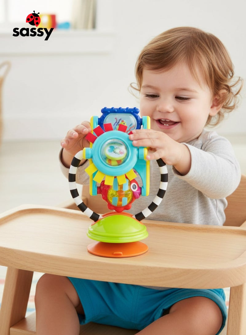 Sassy 2-in-1 Suction High Chair Activity Toy for Babies | Sensory Spinning Tray Toy for Early Learning | Hand-Eye Coordination Play | Table & Floor Use | 15 x 11 x 21 CM - Image 2