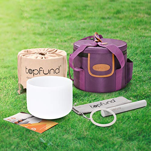 TOPFUND 10" 440Hz F Note Crystal Singing Bowl Heart Chakra with Heavy Duty Carrying Case and Suede Mallet - Image 4