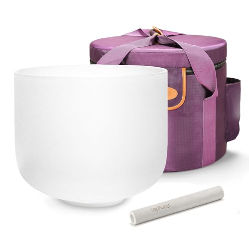 TOPFUND 10" 440Hz F Note Crystal Singing Bowl Heart Chakra with Heavy Duty Carrying Case and Suede Mallet - Image 1