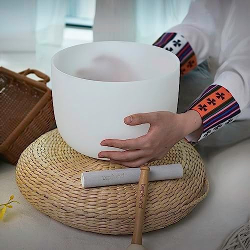 TOPFUND 10" 440Hz F Note Crystal Singing Bowl Heart Chakra with Heavy Duty Carrying Case and Suede Mallet - Image 5