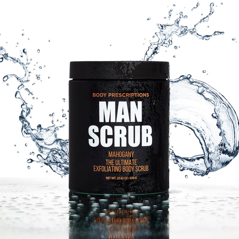 Body Prescriptions Menâ€™s Exfoliating Body Scrub â€“ Ultimate Skin Cleansing Wash in Jar with Twist-Top Lid, For All Skin Types, 21 Ounce (Pack of 1), Mahogany - Image 3