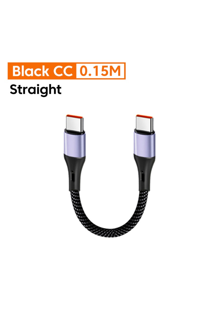 Straigh C to C 0.15M 0.15/0.3M Short Cable 66W USB A/ USB C to Type C Fast Charging Cable Elbow Port