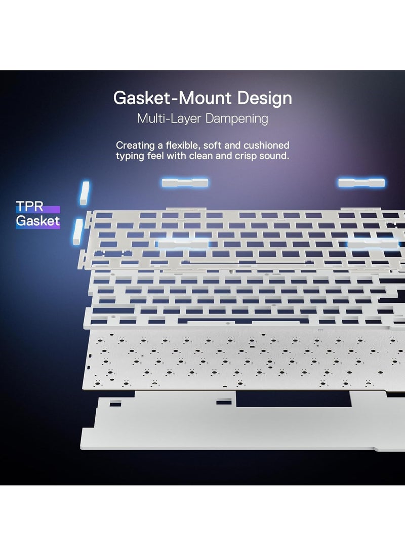 Redragon K673 PRO 75% Wireless Gasket RGB Gaming Keyboard, 3-Modes 81 Keys Compact Mechanical Keyboard w/Hot-Swap Socket, Dedicated Knob Control & Sound Absorbing Pads