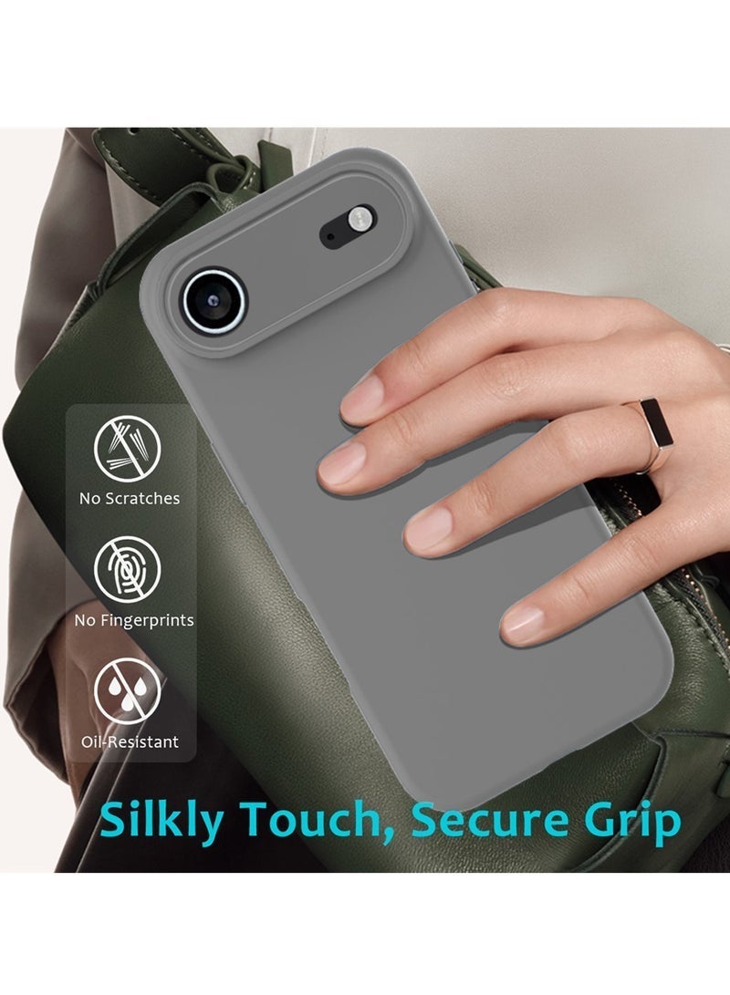 راكسوم "غطاء حماية من السيليكون السائل الناعم لهاتف Apple iPhone 17 Air 5G (2025) - تصميم نحيف، مقاوم للصدمات، مقاوم للخدوش وبصمات الأصابع، غطاء خلفي واقٍ مع بطانة من الألياف الدقيقة - رمادي (MCRPSN)" - Image 2