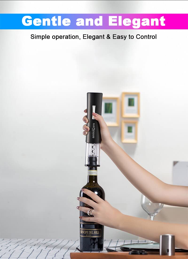 amiciCare amiciCare Electric Wine Bottle Opener Automatic Corkscrew Opener with Foil Cutter and 4xAA Battery  - Image 3
