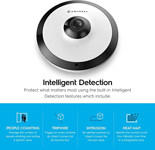 Amcrest Fisheye IP POE Camera, 360° Panoramic 5-Megapixel POE IP Camera, Fish Eye Security Indoor Camera, IVS Features and People Counting, MicroSD Recording, IP5M-F1180EW-V2 (White) - Image 4