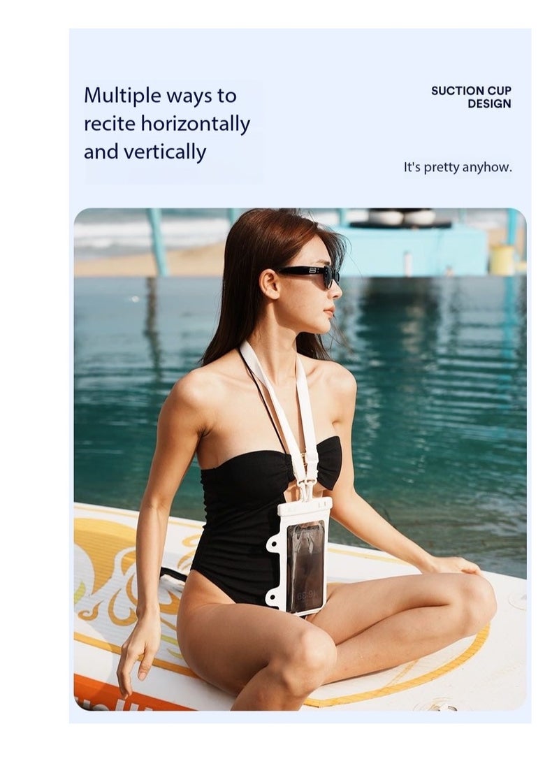 CityRiya-Long 2Pcs Floating Waterproof Phone Pouch Set - Touch-Sensitive Floating Dry Bag, IPX8 Certified Underwater Case with Buoyancy Design for Phones up to 7.2'' - Ideal for Swimming, Diving, Beach & Water Sports - Leak-Proof, Shockproof & Universal Fit(YS22-Black)  - Image 4