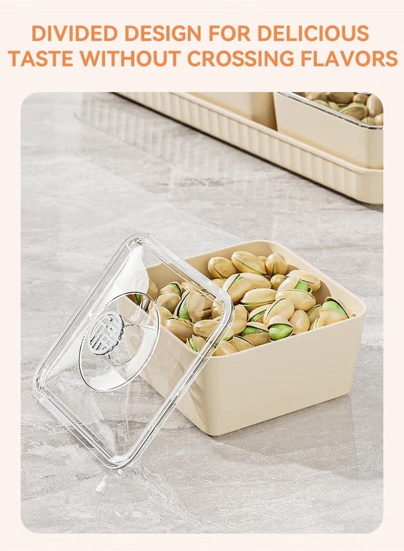 بيوينتي وجبة خفيفة صينية تقديم مع غطاء، 6 الحلوى البلاستيكية والجوز علبة تقديم مع مقبض الحمل - Image 5