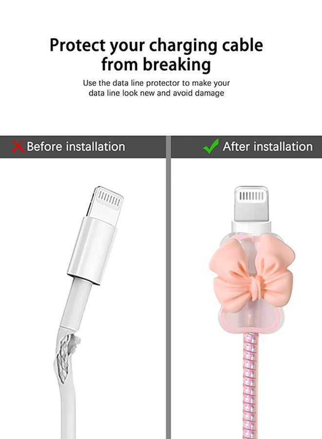 Compatible for iPhone 18W/20W USB-C Charger Cover Clear Lovely 3D Bowknot Waves Design Soft Charger Protector Cute Cable Case Saver Protector for Girls Women-Pink Bowknot - Image 3