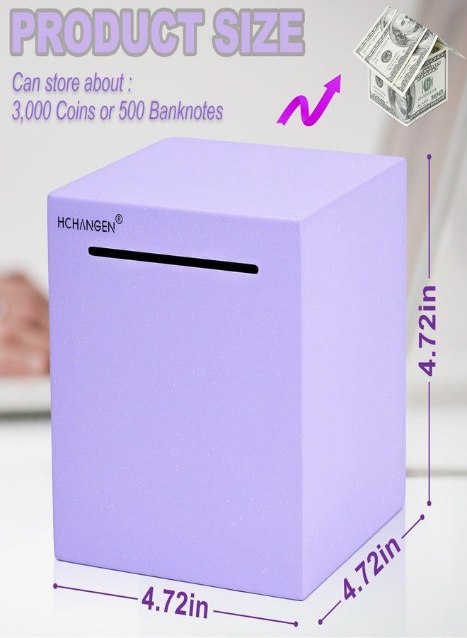 HCHANGEN Piggy Bank for Adults, Must Break to Open Unbreakable Piggy Bank Made of Stainless Steel, Indestructible Money Savings Bank for Cash (Purple, 4.72inches) - Image 3