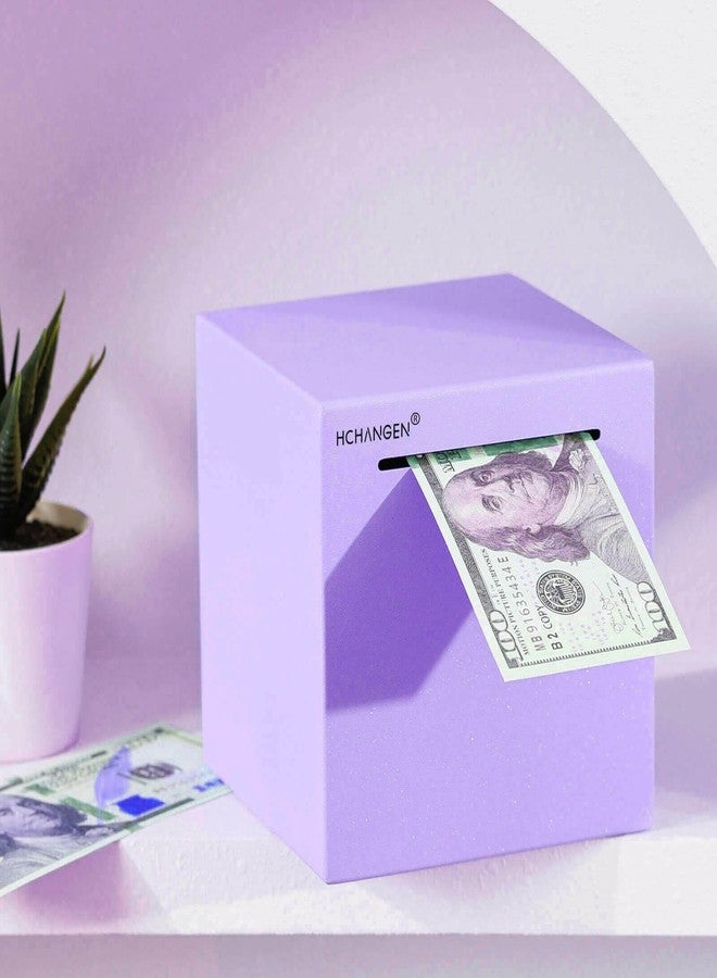 HCHANGEN Piggy Bank for Adults, Must Break to Open Unbreakable Piggy Bank Made of Stainless Steel, Indestructible Money Savings Bank for Cash (Purple, 4.72inches) - Image 2
