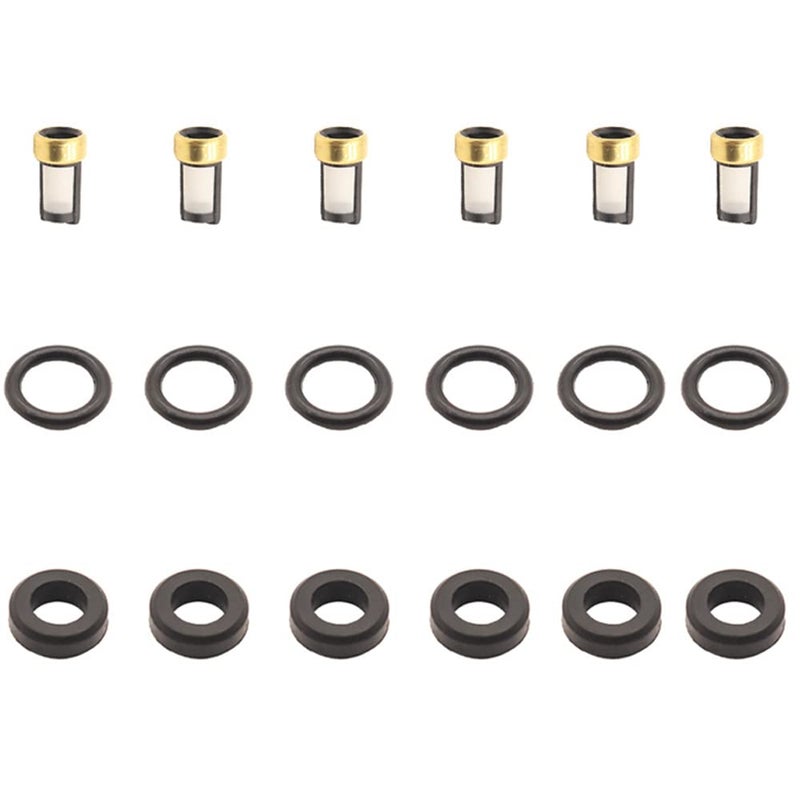 6pcs Fuel Injectors Seals Repair Oring Micro Filters Fluorine rubber gasket Kit for FOR Toyota Coaster Hilux Land Cruiser Avanza for Daihatsu Terios 2325097401 2325075090 2325075080