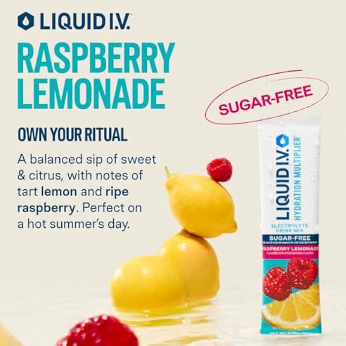 Liquid I.V. سائل I.V.® مضاعف الترطيب خالي من السكر - ليمون توت العليق | مسحوق مشروب إلكتروليت | 1 عبوة (14 حصة) - Image 2