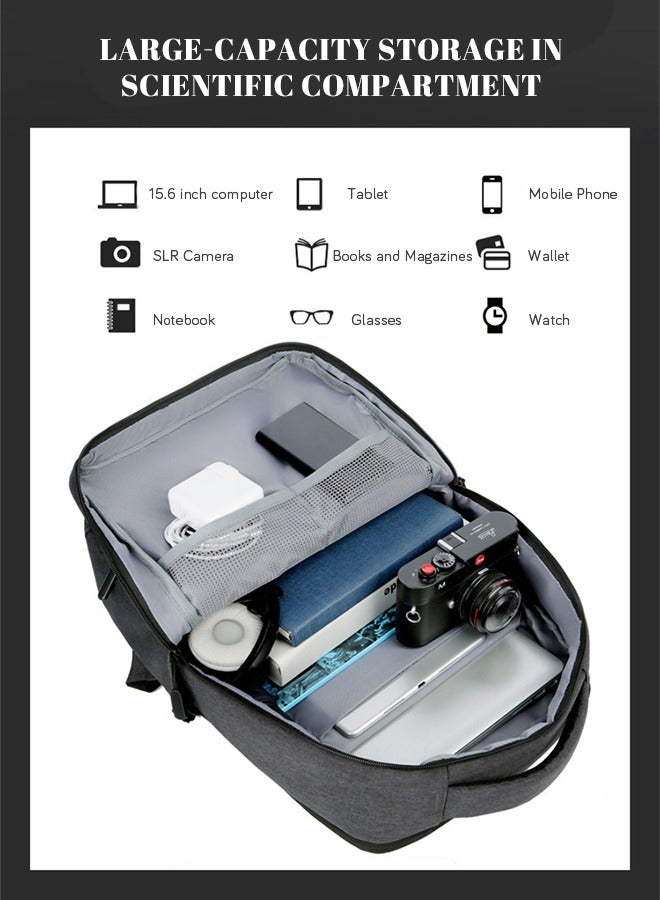 roaiss Scalable Waterproof Backpack Casual Breathable Large Capacity Oxford School Bag with USB Port for Men Work Travel Flight Business 15.6" Laptop Dark Grey - Image 4