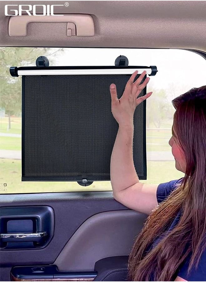 GROIC - Car Side Window Sun Shade (2 Pack),Retractable Car Roller Sunshade for Kids,Car Sun Shade Helps Block Sun Glare and Heat - Image 1