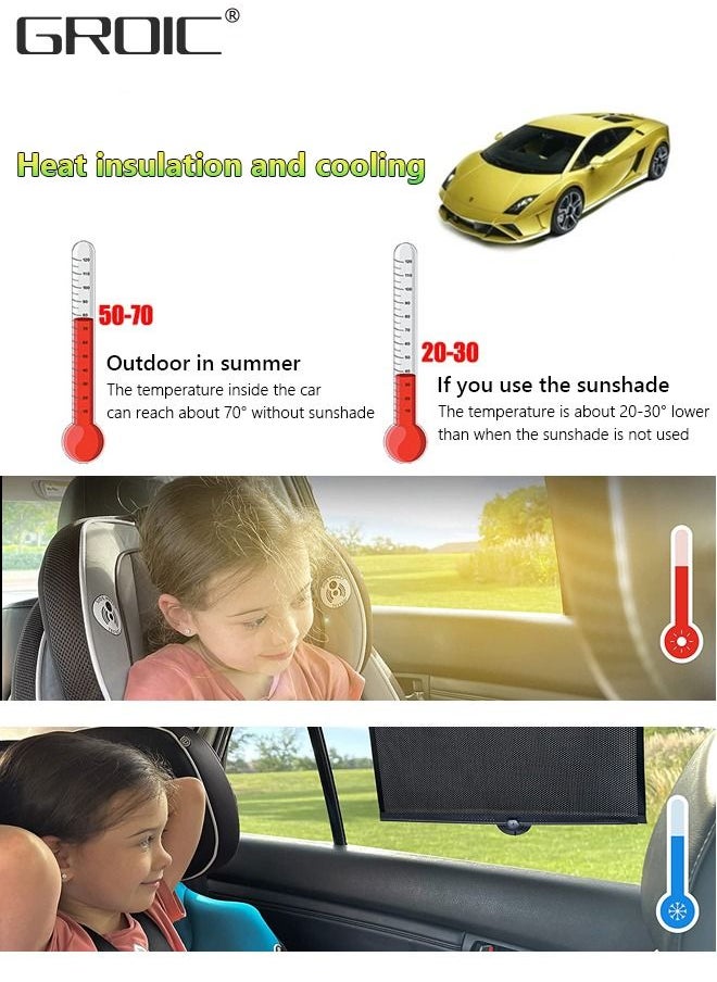 GROIC - Car Side Window Sun Shade (2 Pack),Retractable Car Roller Sunshade for Kids,Car Sun Shade Helps Block Sun Glare and Heat - Image 1