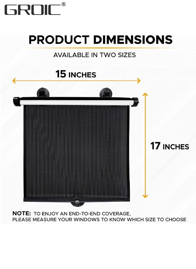 GROIC - Car Side Window Sun Shade (2 Pack),Retractable Car Roller Sunshade for Kids,Car Sun Shade Helps Block Sun Glare and Heat - Image 1