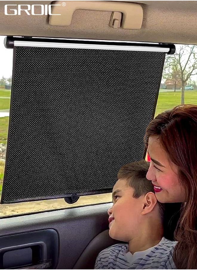 GROIC - Car Side Window Sun Shade (2 Pack),Retractable Car Roller Sunshade for Kids,Car Sun Shade Helps Block Sun Glare and Heat - Image 1