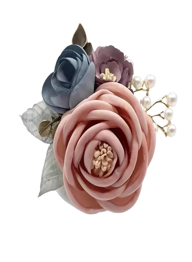 Joynaamn Rose Brooch for Women, Elegant Flower Pins Collar Lapel Fabric for Suit Dress Blouse Party Costume Wedding Bridal Bouquet Mother's Day Gift, Pink&Purple - Image 1