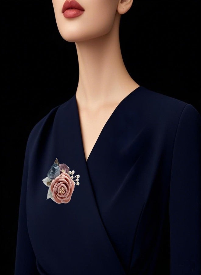 Joynaamn Rose Brooch for Women, Elegant Flower Pins Collar Lapel Fabric for Suit Dress Blouse Party Costume Wedding Bridal Bouquet Mother's Day Gift, Pink&Purple - Image 4