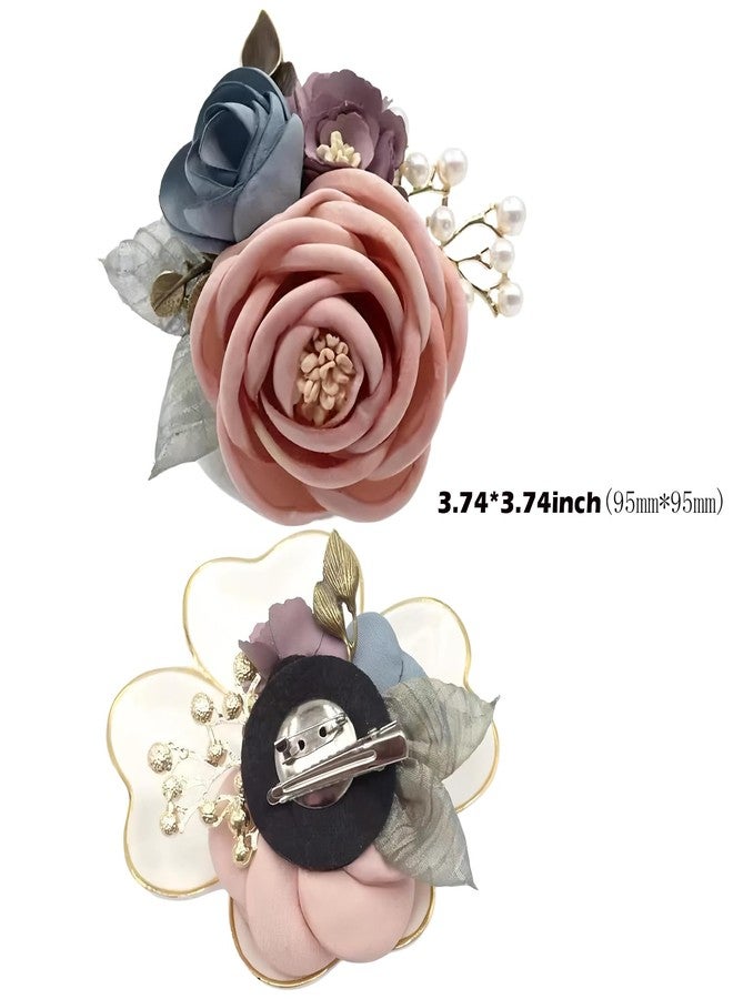 Joynaamn Rose Brooch for Women, Elegant Flower Pins Collar Lapel Fabric for Suit Dress Blouse Party Costume Wedding Bridal Bouquet Mother's Day Gift, Pink&Purple - Image 2